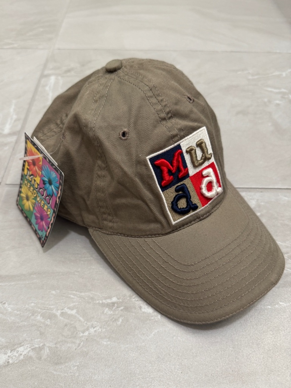 Mudd Taupe Baseball Cap Multicolor Letter Patch Casual Hat